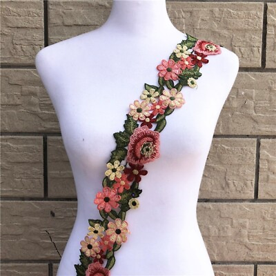 #ad 5Yards Flower Embroidered Trim Lace Ribbon Wedding Sewing Fringe Edge Craft DIY $7.99