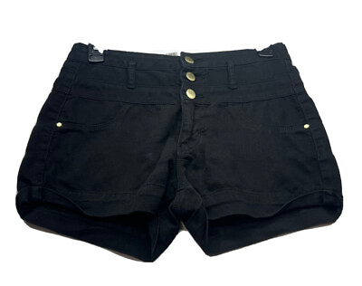 Refuge Womens Short Shorts size 4 Black Denim Stretch High Rise $12.23