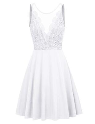 #ad GRACE KARIN Women White Sleeveless A Line Cocktail Dress Party Dress Medium $7.99