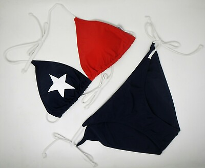 #ad Creative Apparel Texas Lonestar State Red White Blue Bikini Top Bottom $16.99