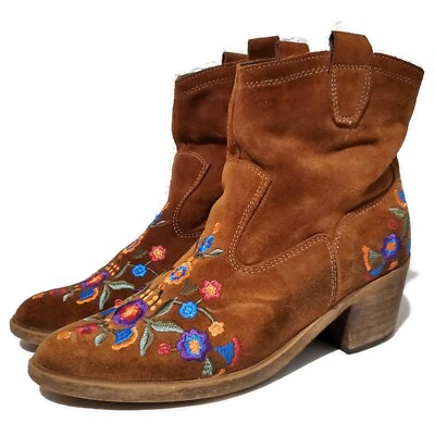 #ad Aldo Embroidered Floral Suede South Western Booties Cowgirl Boho Boots Size 6. 5 $29.99