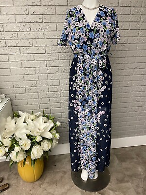 #ad Beautiful Navy Floral Print Maxi Dress Size S $39.00