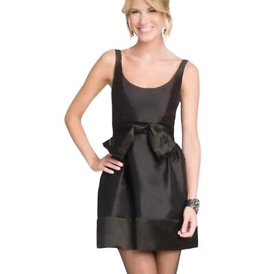 #ad Milly Dominique Bow Black Cocktail Party Dress Womens Size 4 Fit Flare Mini $66.50