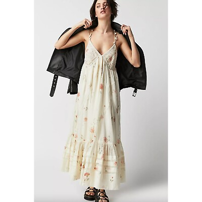 #ad Free People Bali Woodland Floral Maxi Dress White Sand Size Small $165.59