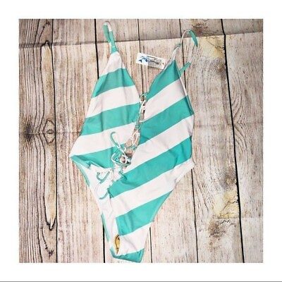 #ad NWT Mermaid Swimwear Striped One Piece Size M $25.00