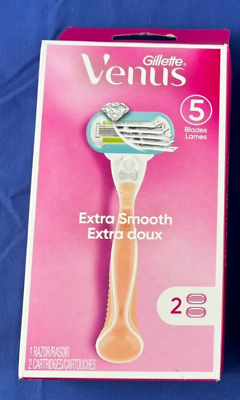 #ad #ad Gillette Venus Extra Smooth Pink Women#x27;s Razor Handle 2 Blade Refills $10.12