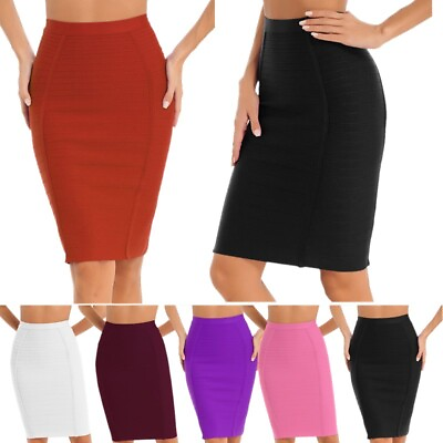 Women Bandage High Waist Bodycon Skirt Stretchy Mini Casual Skirt for Club Party $7.59
