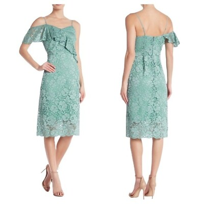 #ad SAM EDELMAN Ruffled Lace Sheath Cocktail Dress Size 2 $39.99