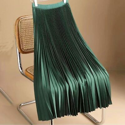 #ad Spring Summer A line Skirt Elegant Fashion Pleated Folds Long Skirts Skirts $21.79