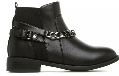 #ad Shoe Dazzle Black Faux Leather Women#x27;s Size 10 Boots Seren $28.00