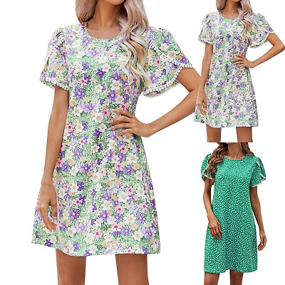 #ad Personality Vintage Printed Short Sleeved Casual Dress Simple And Delicate $24.89