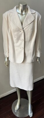 #ad Women’s 2 piece Jacket Skirt White Gold Set Suit 14W $39.00