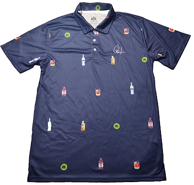 #ad GASHOUSE TRANSFUSION ILLUSION Cocktail Men Large Blue Allover Print Polo Shirt $15.99