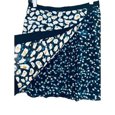 #ad J.Crew Skirt Pleated A Line Blue White Printed Design Size 4 $19.99