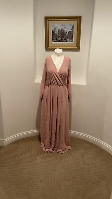 RICARICA Pink Long Sleeve Maxi Dress Maternity Size 2X $45.00