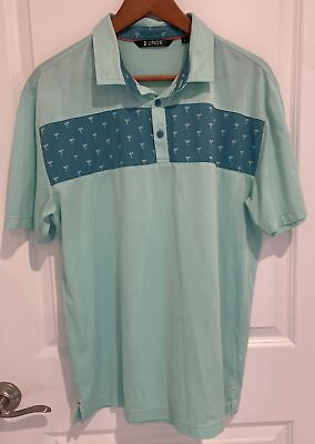 #ad 2UNDR Polo Golf Shirt Mens Size L Short Sleeve Mint Green Cocktail Design $13.00