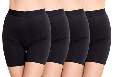 #ad Women Cotton Black Panties Boyshort Brief Underwear Pack 4 No Chafing short XL $20.99