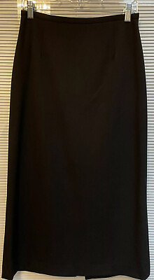 #ad Talbots Size 8 Skirt Long Black Back Zip Stretch Unlined VTG EUC $22.99