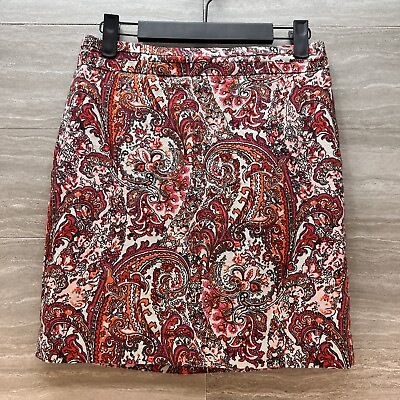 #ad Ann Taylor Loft Petites Size 0 Women’s Multicolor Paisley Pencil Skirt Zip Short $12.99
