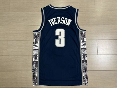 #ad Mens Allen Iverson #3 Basketball Jersey Georgetown Hoyas College Jersey Stitched $18.99