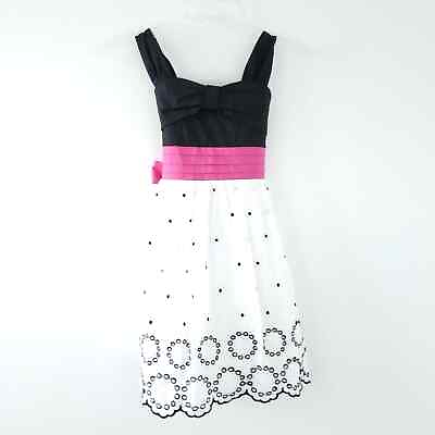 #ad NEW Sequin Hearts Summer Dress Girl Black Polkadot Size 7 Sleeveless Dress $19.99