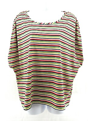Womens Junior Plus Discreet 3X Short Sleeve Cap Sleeve Top Multi Striped $18.80