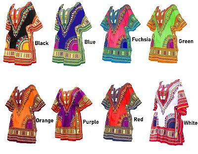 Women Traditional African Print Dashiki Dress Short Sleeve Party Shirt Dress New $16.89