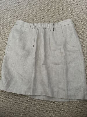 #ad Loft Linen Skirt Metallic 12 Tan Beige $24.99