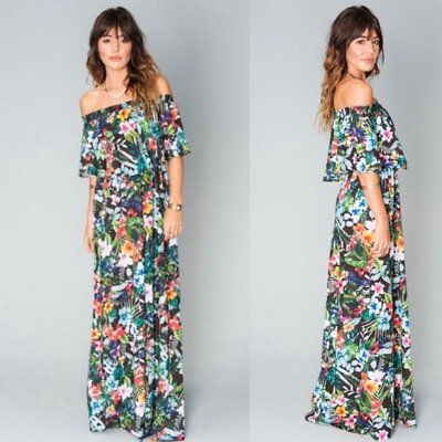 Show Me Your Mumu Tropical Lovefest Hacienda Maxi Dress Strapless Floral Print $152.98