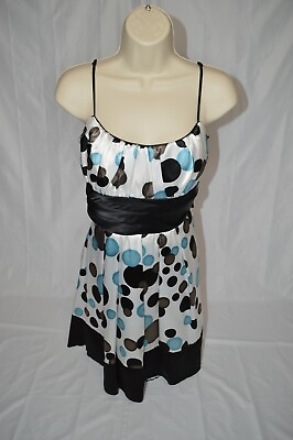 trixxi silky white party dress colorful polka dots wide black satin bow tie $29.99