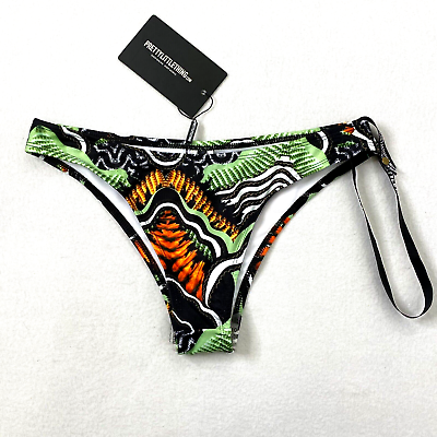 #ad #ad PRETTYLITTLETHING Black Tribal Print Brazilian Bikini Bottoms Womens size 4 Swim $21.99