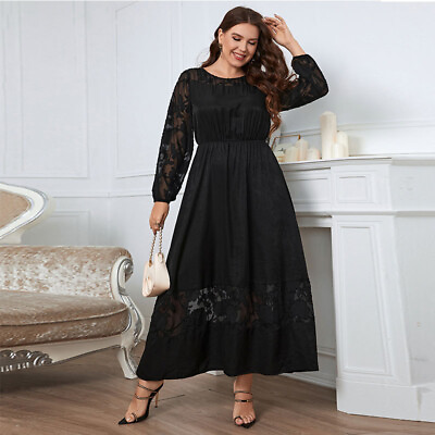#ad Lady Women Plus Size Floral Lace Evening Party Wedding Cocktail Swing Midi Dress $21.84