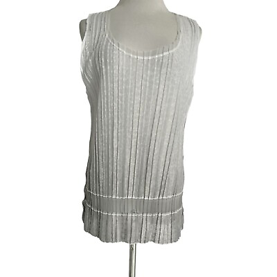 #ad Komarov Size XL Top Blouse Sleeveless Tunic Crinkle Art to Wear Boho wk1 $45.00