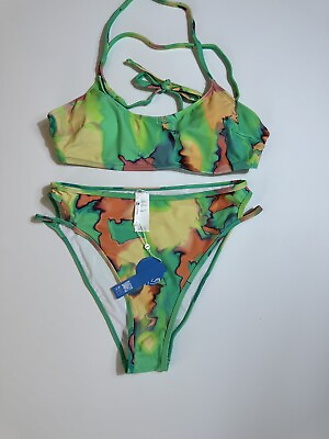 #ad CUPSHE Bikini Set for Women Two Piece Swimsuits High Waist Flowers Print Sz L $27.49