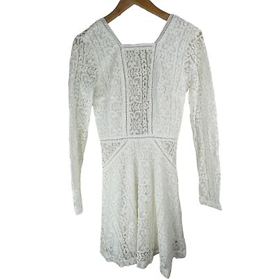 #ad Tobi Lace Open Back Mini Cocktail Dress Long Sleeve Lined White Women#x27;s S $13.48