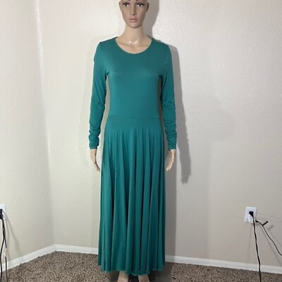 #ad Peruvian Connection Green Pima Cotton Long Sleeve Maxi Dress Size XS $59.00