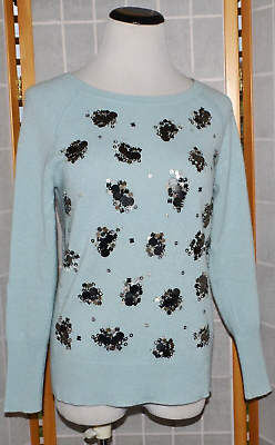 NEW Halogen Nordstrom Beautiful Aqua Blue 100% Cashmere Holiday Sweater Sz. XS $29.99
