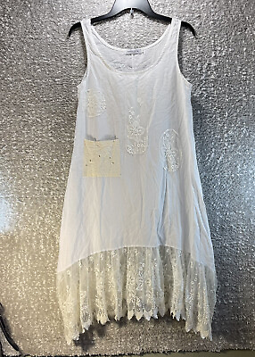 #ad #ad MissLook Sundress Womens Boho Gypsy Midi Dress Sleeveless White Flowy Bohemian S $14.94