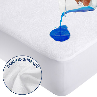 Bamboo Terry Waterproof Mattress Protector Soft Mattress Cover Pad All Sizes $22.99