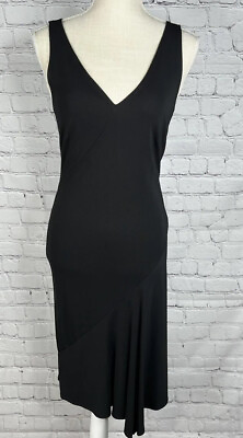 #ad Max Studio Little Black Dress XS Small Deep V Neck Asymmetrical Seams SEE PICS $37.95