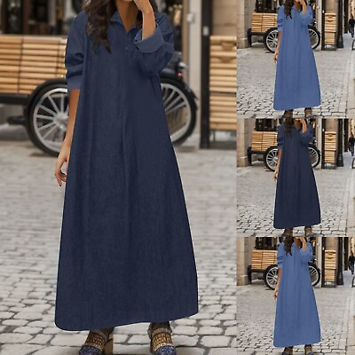 #ad Women#x27;s Elegant And Fashionable Unisex Style Long Denim Maxi Dresses for Women $30.87