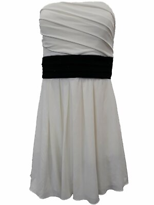 #ad Womens White amp; Black Ruffled Sleeveless Cocktail Evening Dress Large $29.99