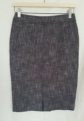 #ad Ann Taylor Pencil Skirt Size 0 Gray Knee Rise Slit Lined Textured $14.99