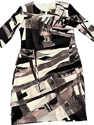 #ad Ladies Joseph Ribkoff Ponte Knit Cut Out Neckline Printed Cocktail Dress Size 16 $26.49