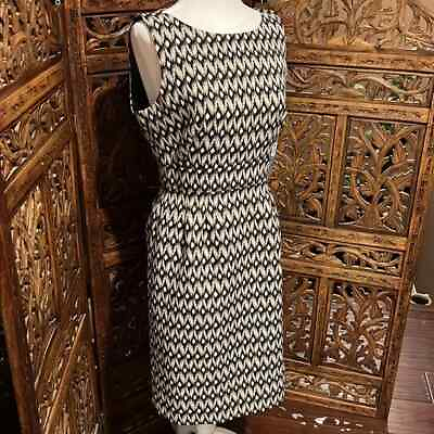 #ad Tahari Taupe Pencil Skirt Dress Sleeveless Printed Womens Size 8 Wear to Work $34.40