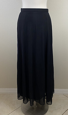 Tadashi Skirt Long Black Maxi Sheer Overlay Modest Classic Size 10P Petite EUC $39.95
