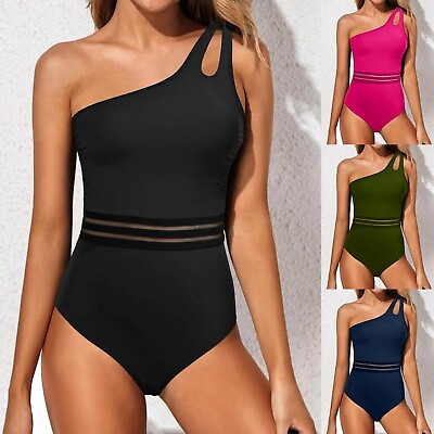 #ad Womens Swimwear One Piece 6 8 10 12 14 High Waisted Swimsuit Bathing Suit $13.49