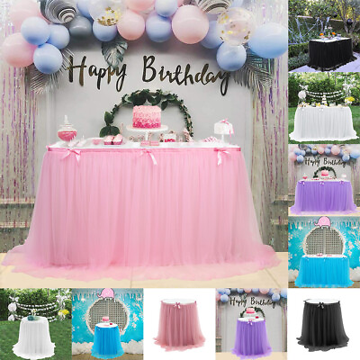 #ad #ad Table Skirt Tutu Tulle Table Dress Table Cloth Covers Wedding Party Home Decor $18.69