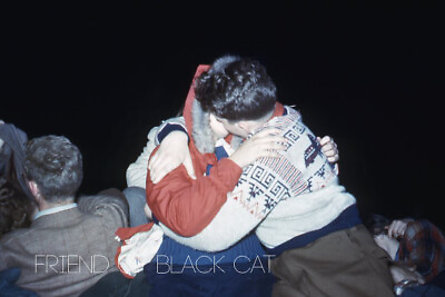 Kodak Slide 1940s Red Border Kodachrome Hay Ride Make Out Party Teens Kissing $28.99