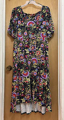 Terra amp; Sky Plus Size 1X Maxi Tiered Dress Floral Purple Black 16W 18W NWT $19.94